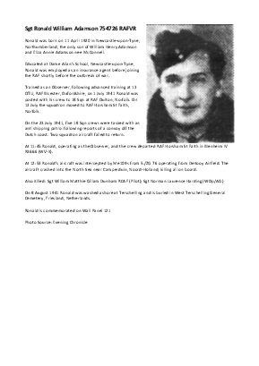 A preview of a PDF biography for Adamson, Ronald William